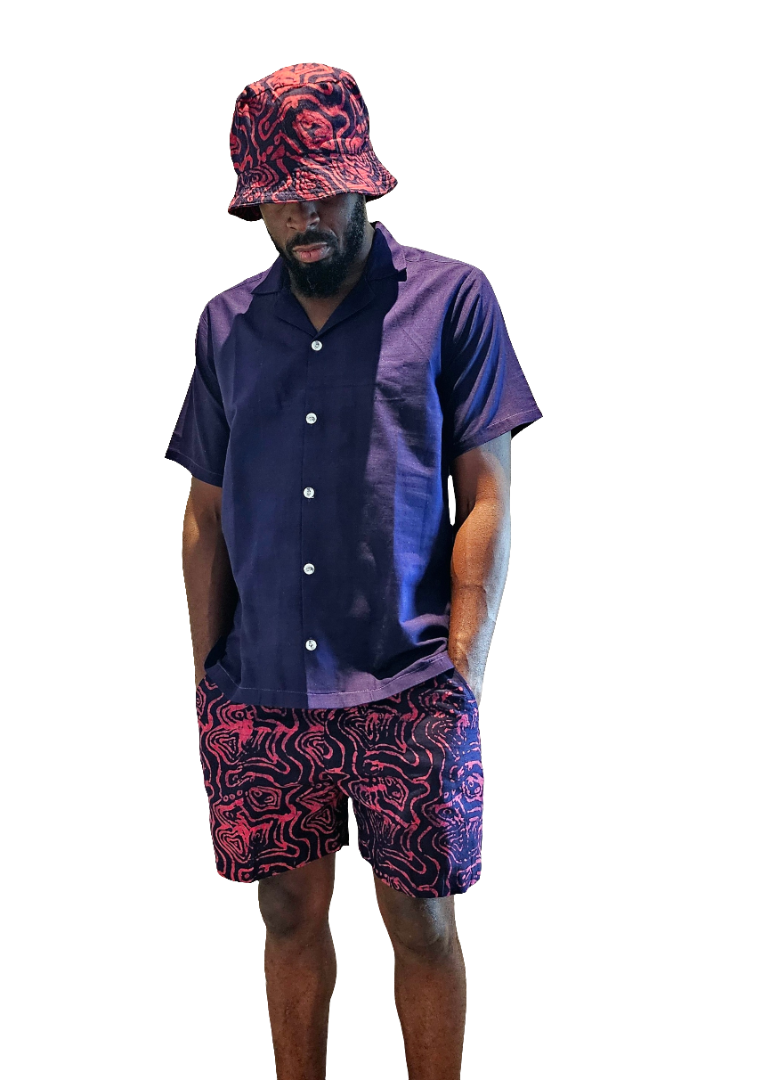 Navy Batik Bucket Hat